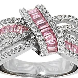 Pink white CZ in .925 sterling silver
